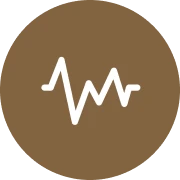 Sound wave symbol in brown circle